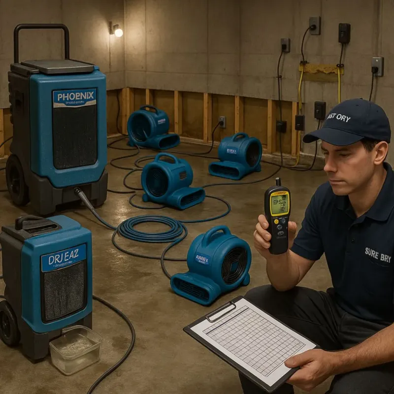 Structural Drying and Dehumidification process in Stewartville, MN